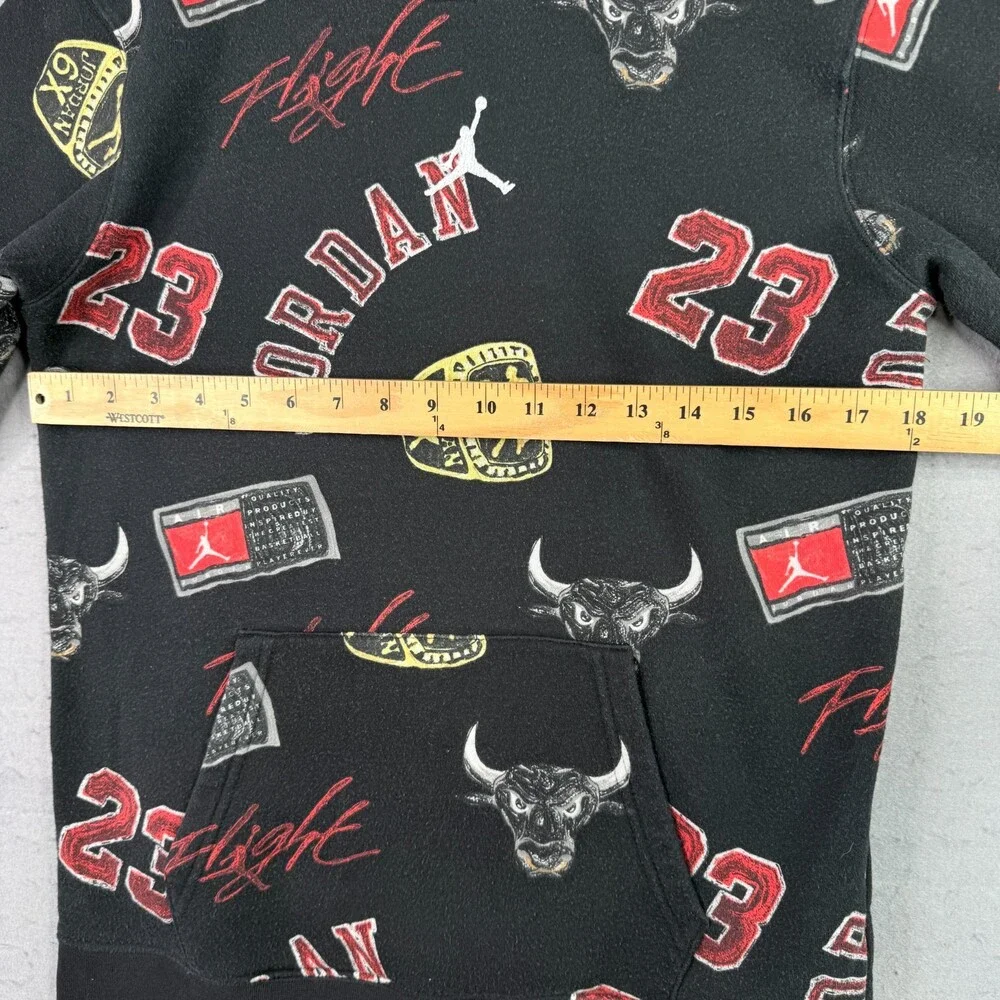 Air Jordan All Over Print Hoodie Youth XL Black Flight 23 Bulls Jumpman